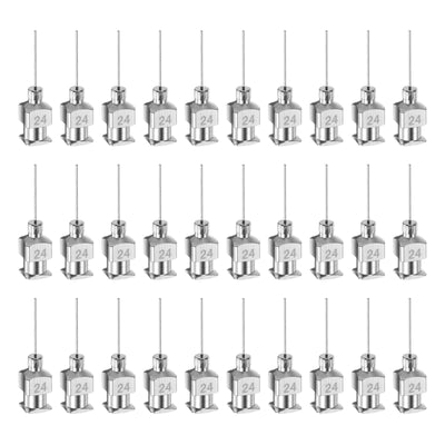 Harfington 30 Stück 24Gauge Edelstahl-Dosierstumpfnadeln, 1/2" Alle Metallklebernadelröhren Stumpfe Spitzen Luer-Lock für dickflüssige Tinte, Klebstoff, Labornutzung