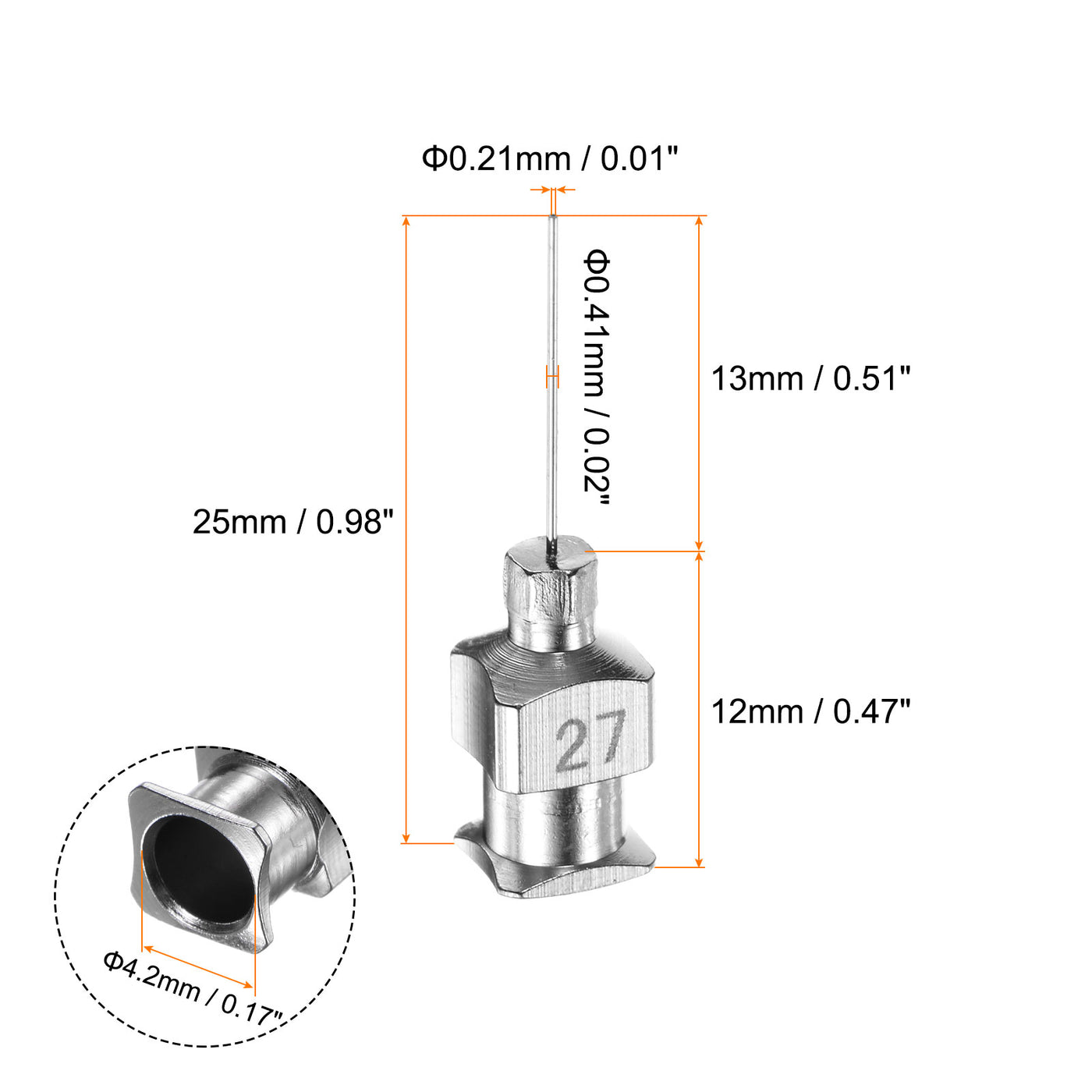 Harfington 30 Stück 27 Gauge Edelstahl-Dosierstumpfnadeln, 1/2" Alle Metallklebernadelröhren Stumpfe Spitzen Luer-Lock für dickflüssige Tinte, Klebstoff, Labornutzung