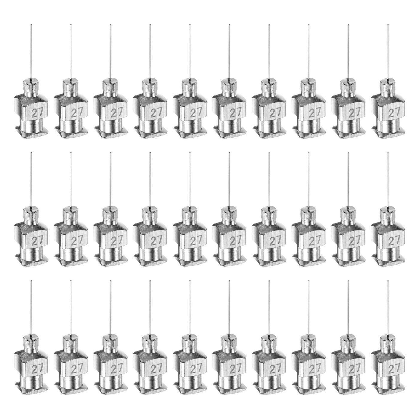 Harfington 30 Stück 27 Gauge Edelstahl-Dosierstumpfnadeln, 1/2" Alle Metallklebernadelröhren Stumpfe Spitzen Luer-Lock für dickflüssige Tinte, Klebstoff, Labornutzung