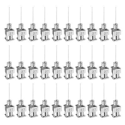 Harfington 30 Stück 27 Gauge Edelstahl-Dosierstumpfnadeln, 1/2" Alle Metallklebernadelröhren Stumpfe Spitzen Luer-Lock für dickflüssige Tinte, Klebstoff, Labornutzung