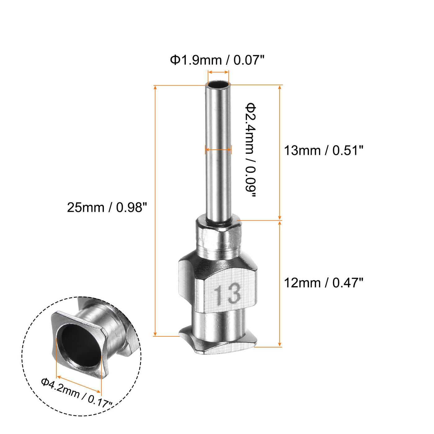 Harfington 20pcs 13G Stainless Steel Dispensing Needles, 1/2" Glue Needle Tube Blunt Tip