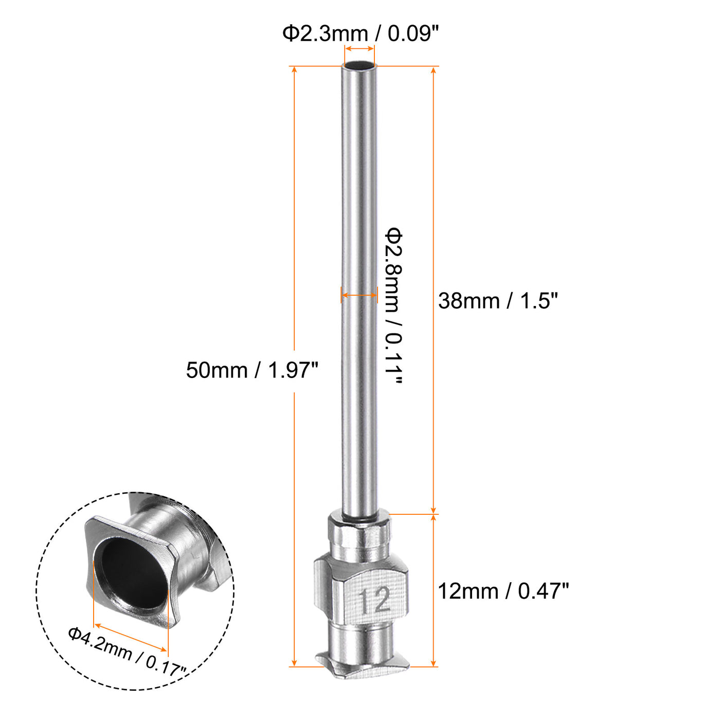 Harfington 20 Stück 12Gauge Edelstahl-Dosierstumpfnadeln, 1-1/2" Alle Metallklebernadelröhren Stumpfe Spitzen Luer-Lock für dickflüssige Tinte, Klebstoff, Labornutzung