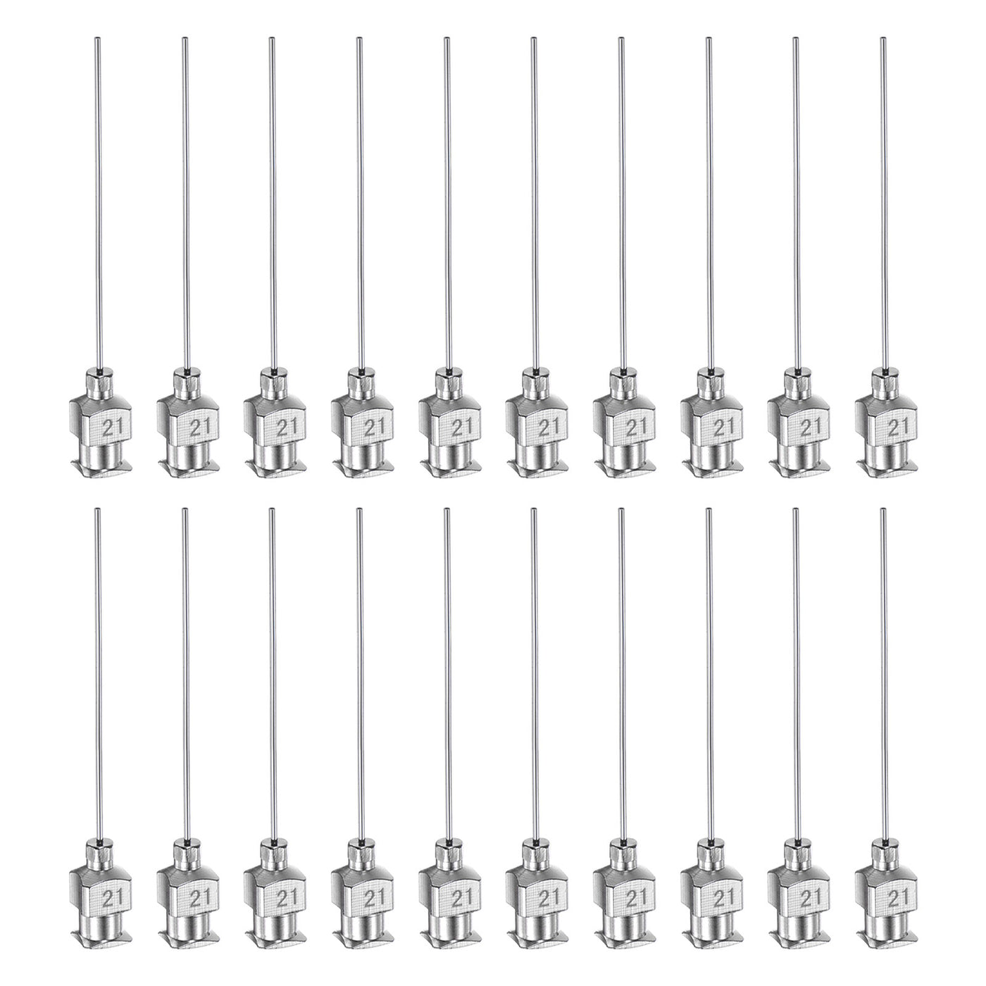 Harfington 20 Stück 21Gauge Edelstahl-Dosierstumpfnadeln, 1-1/2" Alle Metallklebernadelröhren Stumpfe Spitzen Luer-Lock für dickflüssige Tinte, Klebstoff, Labornutzung