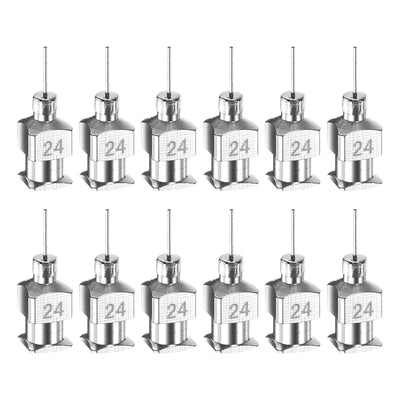 Harfington 12pcs 24G Stainless Steel Dispensing Needles, 1/4" Glue Needle Tube Blunt Tip