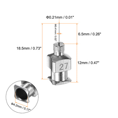 Harfington 12 Stück 27Gauge Edelstahl-Abgabennadeln, 1/4" Alle Metallklebernadelröhren Stumpfe Spitzen Luer Lock für dicke Flüssigkeiten, Tinte, Kleber, Labornutzung