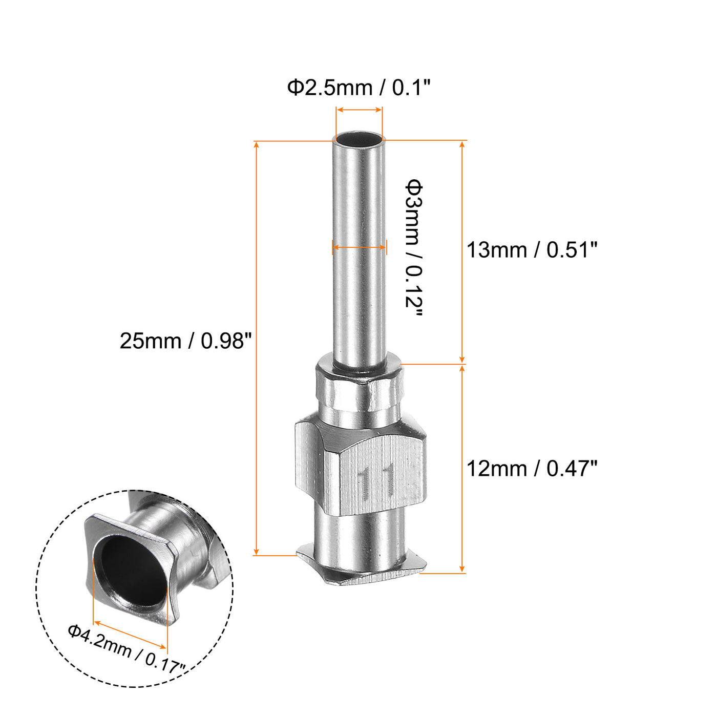 Harfington 12 Stück 11Gauge Edelstahl-Dosierkanülen, 1/2" Alle Metallkleber-Nadelröhren-Stumpfspitzen Luer-Lock für dickflüssige Tinte, Kleber, Labornutzung