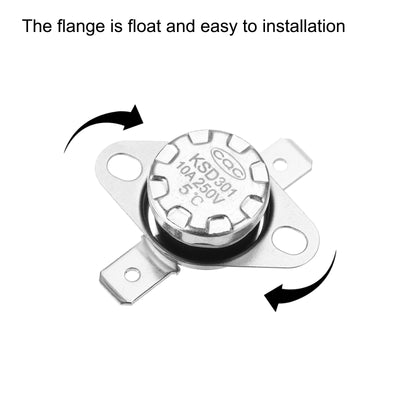 Harfington Uxcell Temperature Control Switch , Thermostat , KSD301 5°C , 10A , Normally Closed N.C 6.3mm Pin 5pcs,Bakelite Material