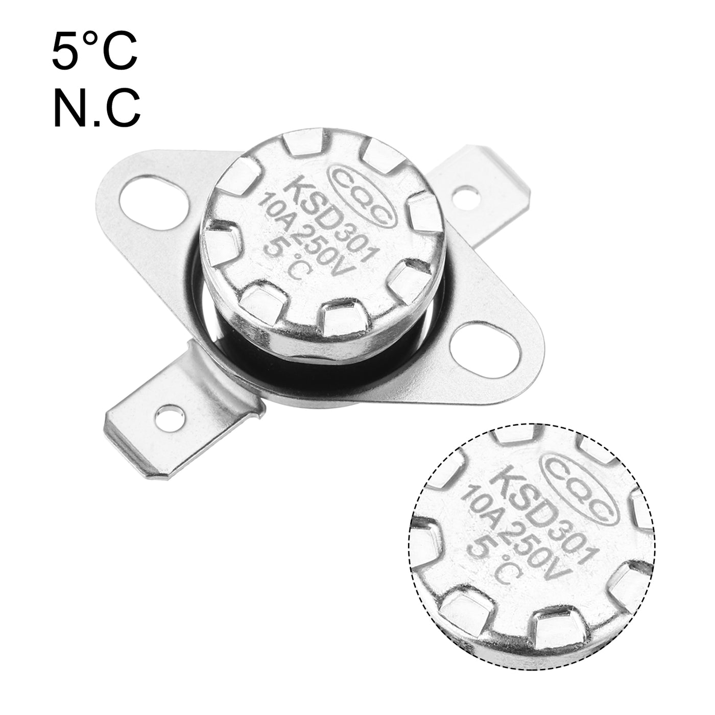 uxcell Uxcell Temperature Control Switch , Thermostat , KSD301 5°C , 10A , Normally Closed N.C 6.3mm Pin 5pcs,Bakelite Material