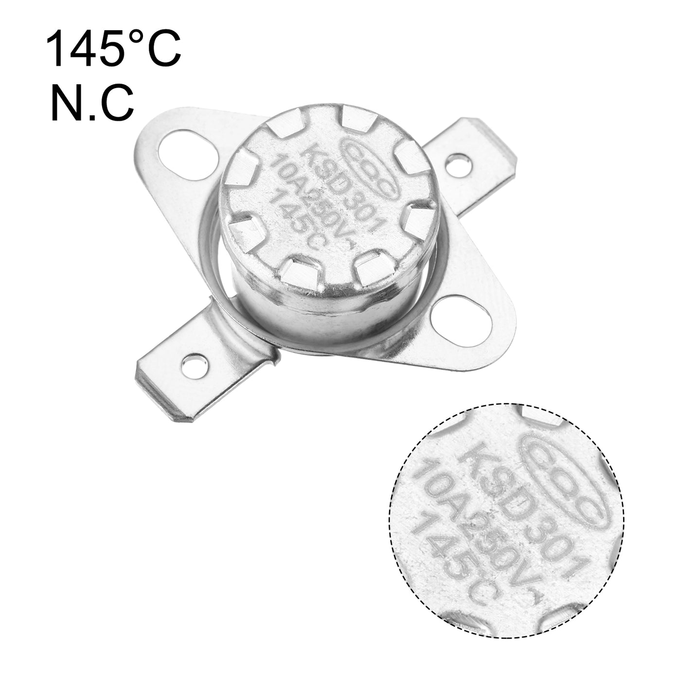 uxcell Uxcell Temperature Control Switch , Thermostat , KSD301 145°C , 10A , Normally Closed N.C 6.3mm Pin 5pcs,Ceramic Material