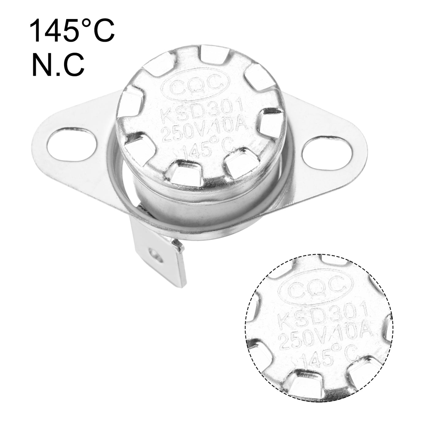 uxcell Uxcell Temperature Control Switch , Thermostat , KSD301 145°C , 10A , Normally Closed N.C 5pcs,Ceramic Material