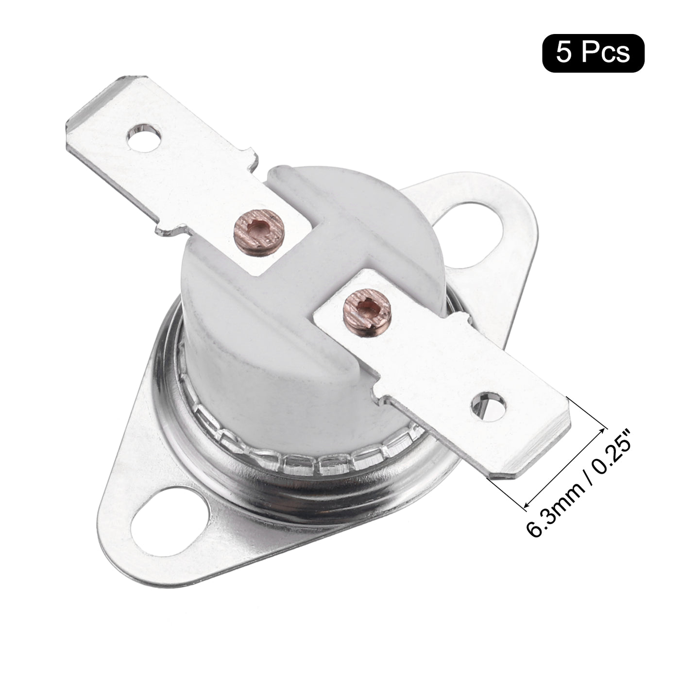 uxcell Uxcell KSD301 Thermostat 185 °C/365 °F 10 A Normal geschlossen NC Einstellen Schnappscheibe Temperaturschalter für Mikrowelle, Ofen, Kaffeemaschine 5 Stück, Keramikmaterial