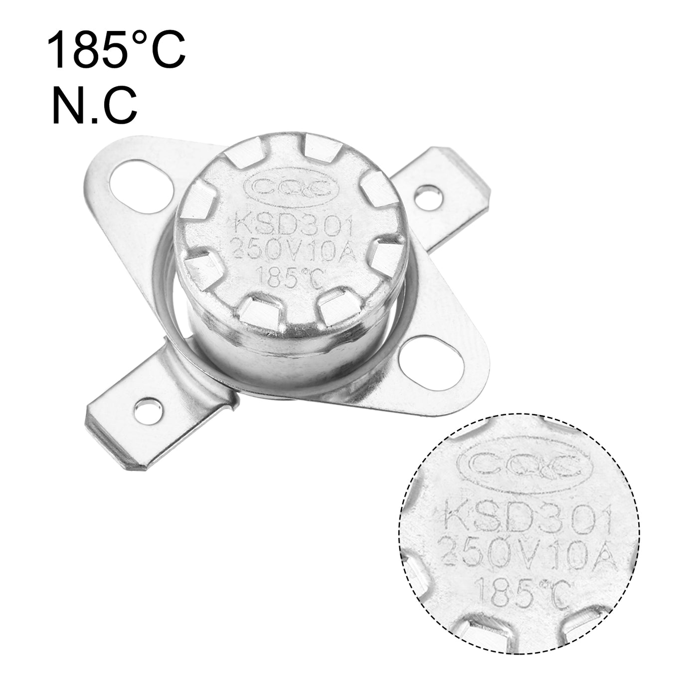 uxcell Uxcell KSD301 Thermostat 185 °C/365 °F 10 A Normal geschlossen NC Einstellen Schnappscheibe Temperaturschalter für Mikrowelle, Ofen, Kaffeemaschine 5 Stück, Keramikmaterial