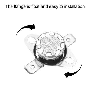 Harfington Uxcell KSD301 Thermostat 25 °C/77 °F 10 A normalerweise geschlossen NC Einstellen Schnappscheibe Temperaturschalter für Mikrowelle, Ofen, Kaffeemaschinen 8 Stück, Bakelit-Material