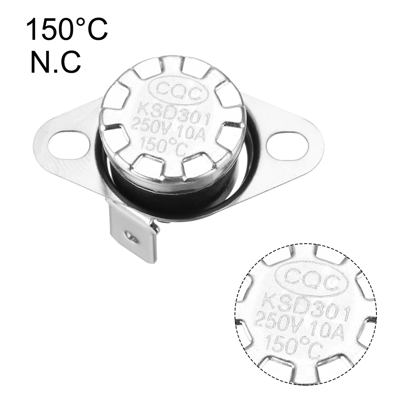 uxcell Uxcell KSD301 Thermostat 150 °C/302 °F 10 A NC Einstellen Schnappscheiben-Temperaturschalter für Mikrowelle, Ofen, Kaffeemaschine 8 Stück, Bakelit-Material