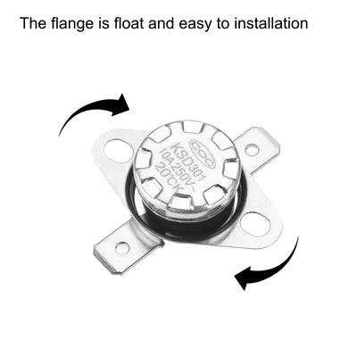 Harfington Uxcell Temperature Control Switch , Thermostat , KSD301 20°C , 10A , Normally Open N.O 6.3mm Pin 8 Pcs,Bakelite Material