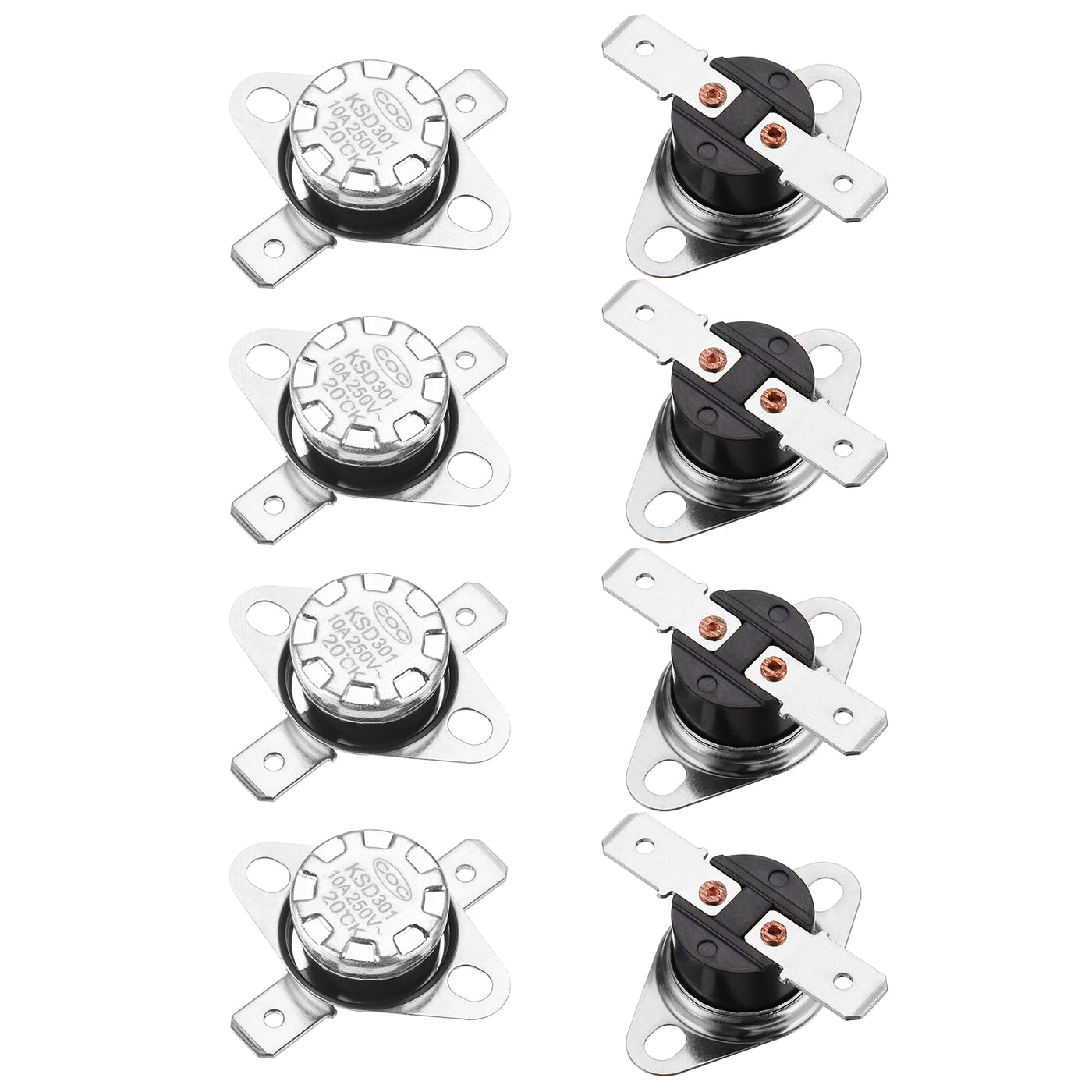 uxcell Uxcell Temperature Control Switch , Thermostat , KSD301 20°C , 10A , Normally Open N.O 6.3mm Pin 8 Pcs,Bakelite Material