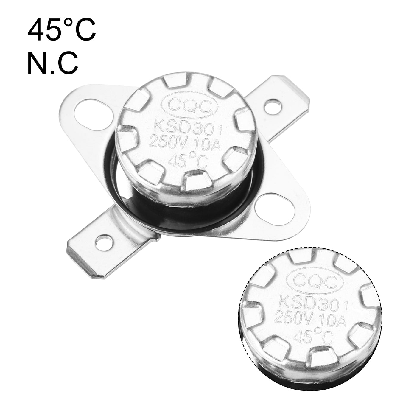 uxcell Uxcell Temperature Control Switch , Thermostat , KSD301 45°C , 10A , Normally Closed N.C 6.3mm Pin 10pcs,Bakelite Material