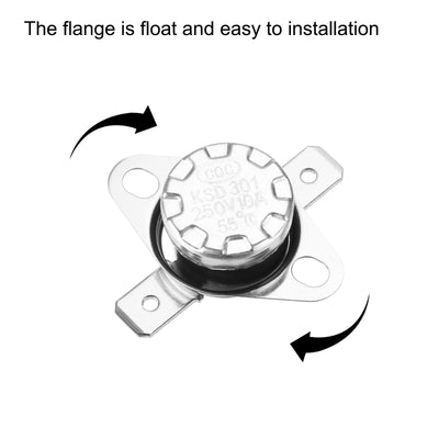 Harfington Uxcell Temperature Control Switch , Thermostat , KSD301 55°C , 10A , Normally Closed N.C 6.3mm Pin 10pcs,Bakelite Material