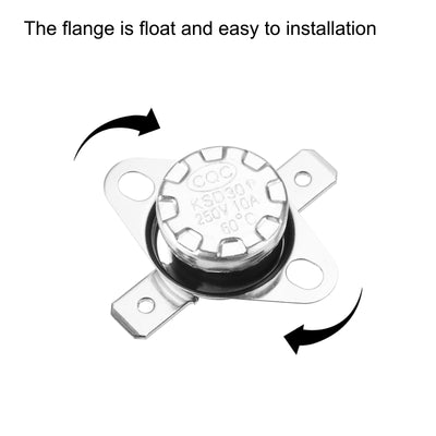 Harfington Uxcell Temperature Control Switch , Thermostat , KSD301 60°C , 10A , Normally Closed N.C 6.3mm Pin 10pcs,Bakelite Material