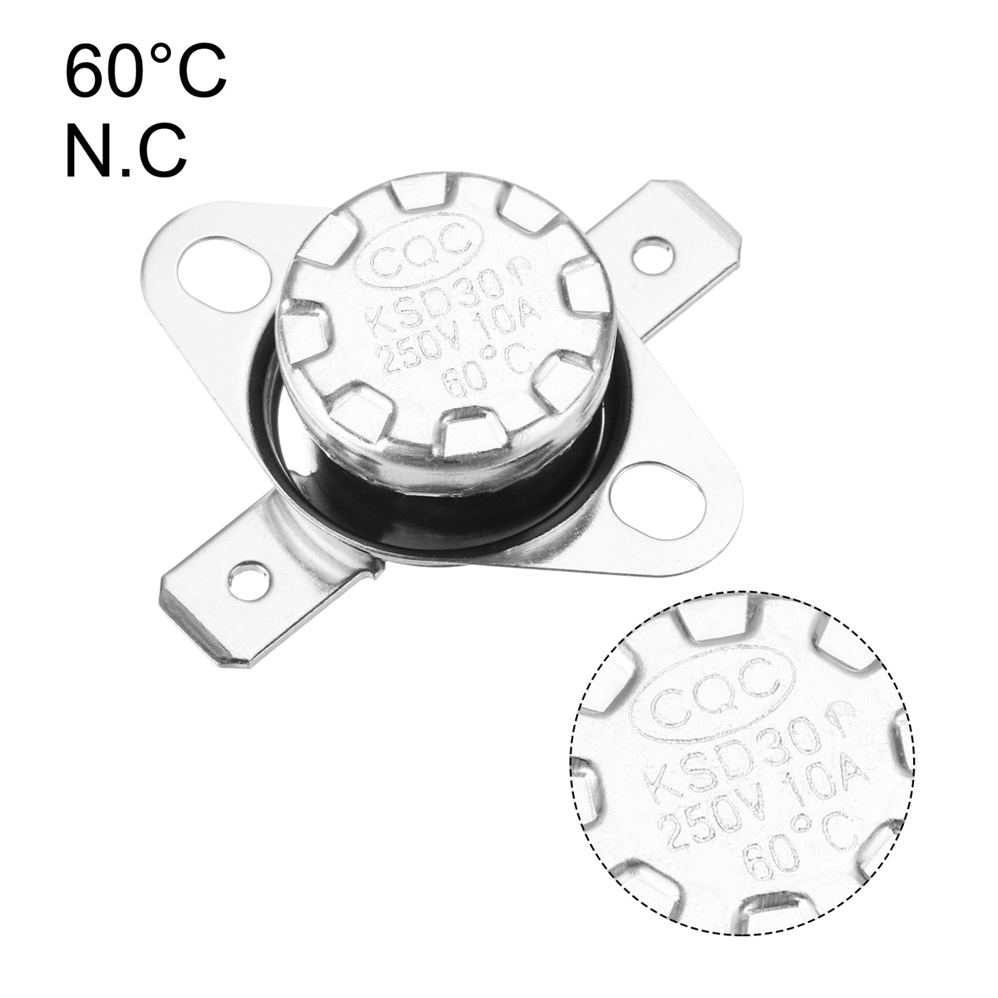 uxcell Uxcell Temperature Control Switch , Thermostat , KSD301 60°C , 10A , Normally Closed N.C 6.3mm Pin 10pcs,Bakelite Material