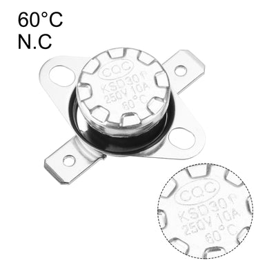 Harfington Uxcell Temperature Control Switch , Thermostat , KSD301 60°C , 10A , Normally Closed N.C 6.3mm Pin 10pcs,Bakelite Material