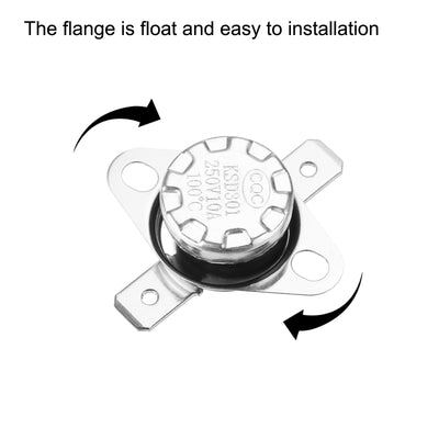 Harfington Uxcell Temperature Control Switch , Thermostat , KSD301 100°C , 10A , Normally Closed N.C 6.3mm Pin 10pcs,Bakelite Material