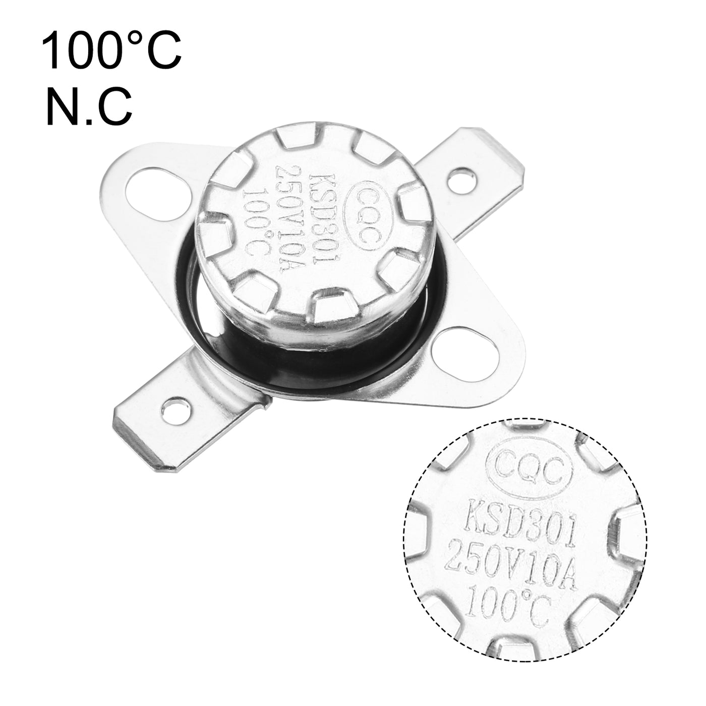 uxcell Uxcell Temperature Control Switch , Thermostat , KSD301 100°C , 10A , Normally Closed N.C 6.3mm Pin 10pcs,Bakelite Material