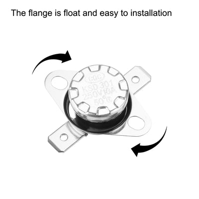 Harfington Uxcell Temperature Control Switch , Thermostat , KSD301 50°C , 10A , Normally Open N.O 6.3mm Pin 10 Pcs,Bakelite Material
