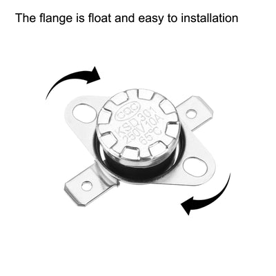 Harfington Uxcell KSD301 Thermostat 65 °C/149 °F 10 A Schließer NO Einstellen Schnappscheibe Temperaturschalter 10 Stück, Bakelit-Material