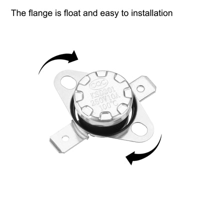 Harfington Uxcell Temperature Control Switch , Thermostat , KSD301 100°C , 10A , Normally Open N.O 6.3mm Pin 10 Pcs,Bakelite Material