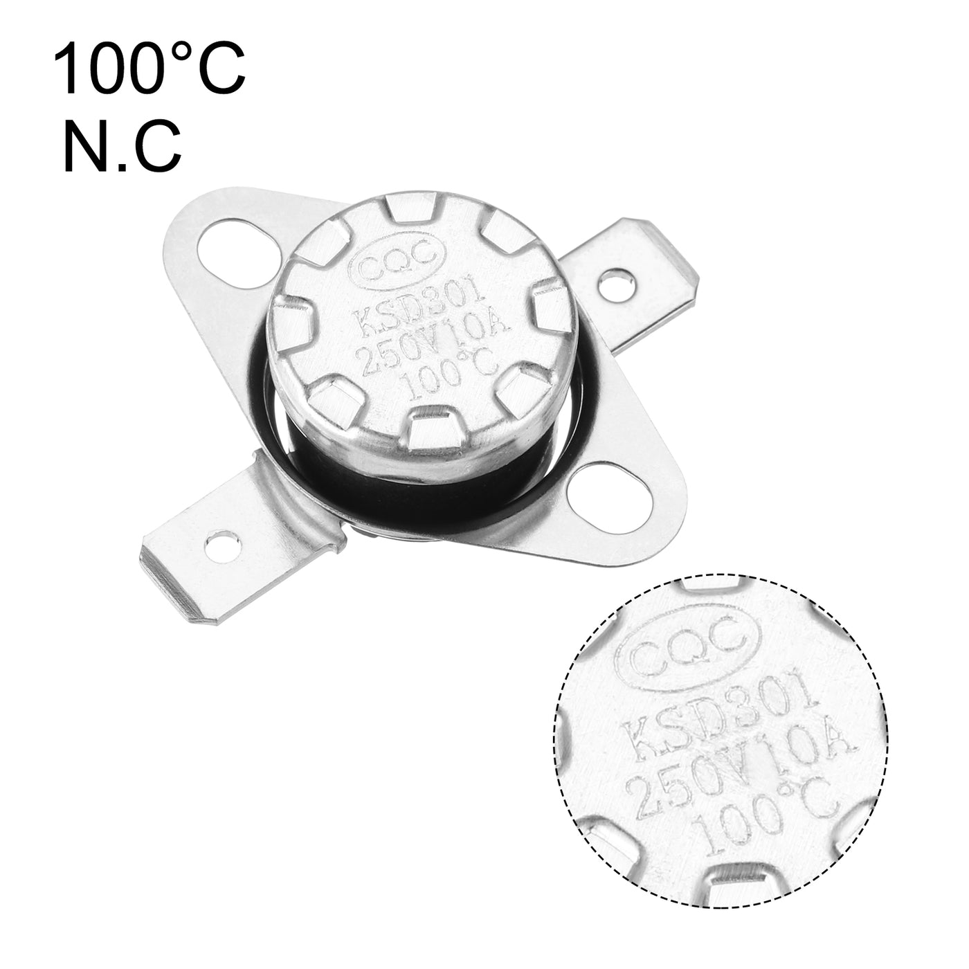 uxcell Uxcell Temperature Control Switch , Thermostat , KSD301 100°C , 10A , Normally Open N.O 6.3mm Pin 10 Pcs,Bakelite Material