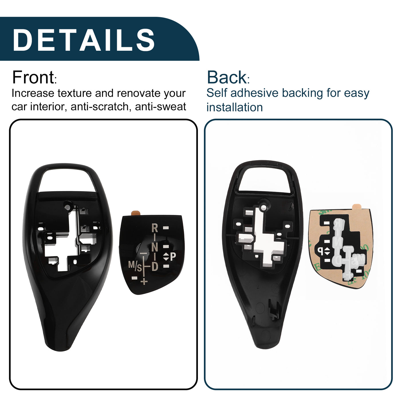 TUCKBOLD Schaltknaufknopfabdeckung für BMW 1'F20 F21/2'F22/3'F30 F31 Sport Version Wasserdichtes Mittelkonsolenknopf-Zierstück Aufkleber Schwarz Selbstklebend 1 Satz