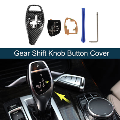 Harfington Gear Shift Knob Button Cover for BMW 1'F20 F21 Sport Version Waterproof Center Console Knob Trim Sticker Carbon Fiber Black Adhesive Backing 1 Set