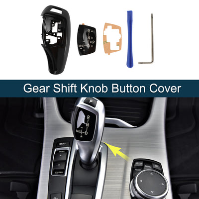 Harfington Gear Shift Knob Button Cover for BMW 1'F20 F21/2'F22 F23/3'F30 Sport Version Waterproof Center Console Knob Trim Sticker Black Adhesive Backing 1 Set