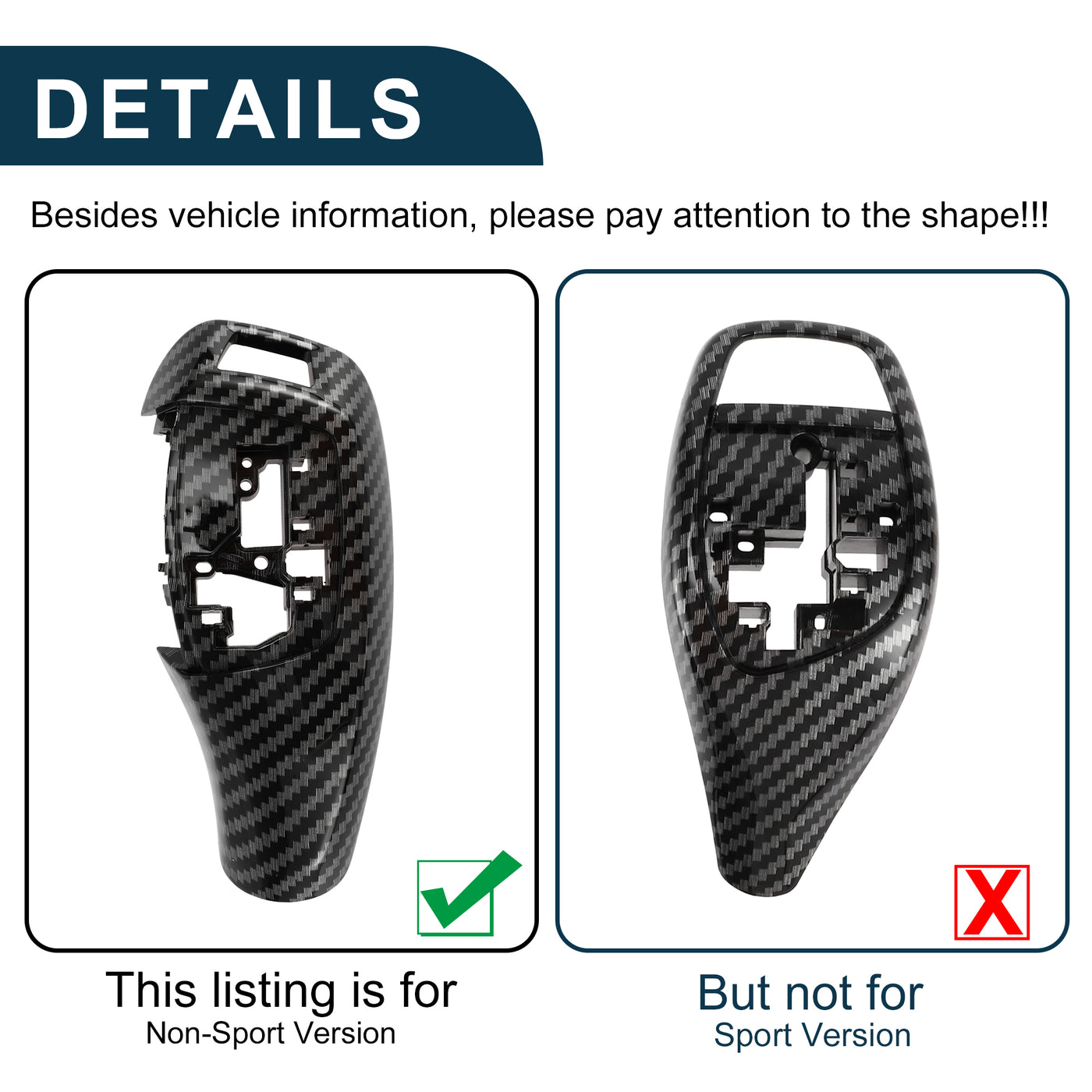 TUCKBOLD Schaltknaufknopfabdeckung für BMW 1'F20 F21/2'F22 F23/3'F30 F31 F34 Sport Version Wasserdichtes Mittelkonsolenknopf-Ziersticker Kohlefaser Schwarz Selbstklebend 1 Set