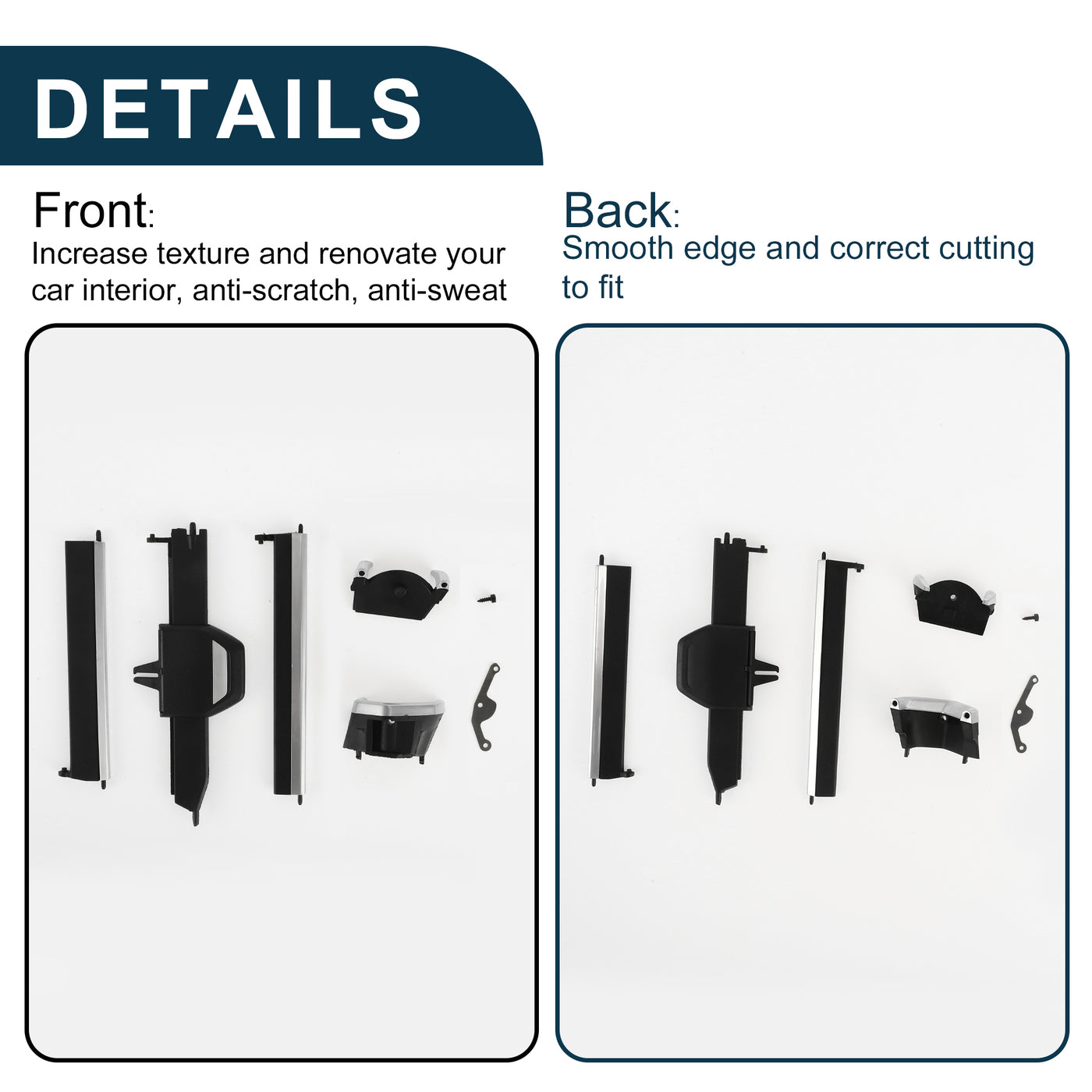 TUCKBOLD AC Luftauslass Clips Tab für BMW 3' G20 G21/4' G22/X3 G01/X4 G02/Z4 G29 Wasserdichter linker Luftauslass Trim Tab Schwarz Silber Ton Selbstklebend 1 Set