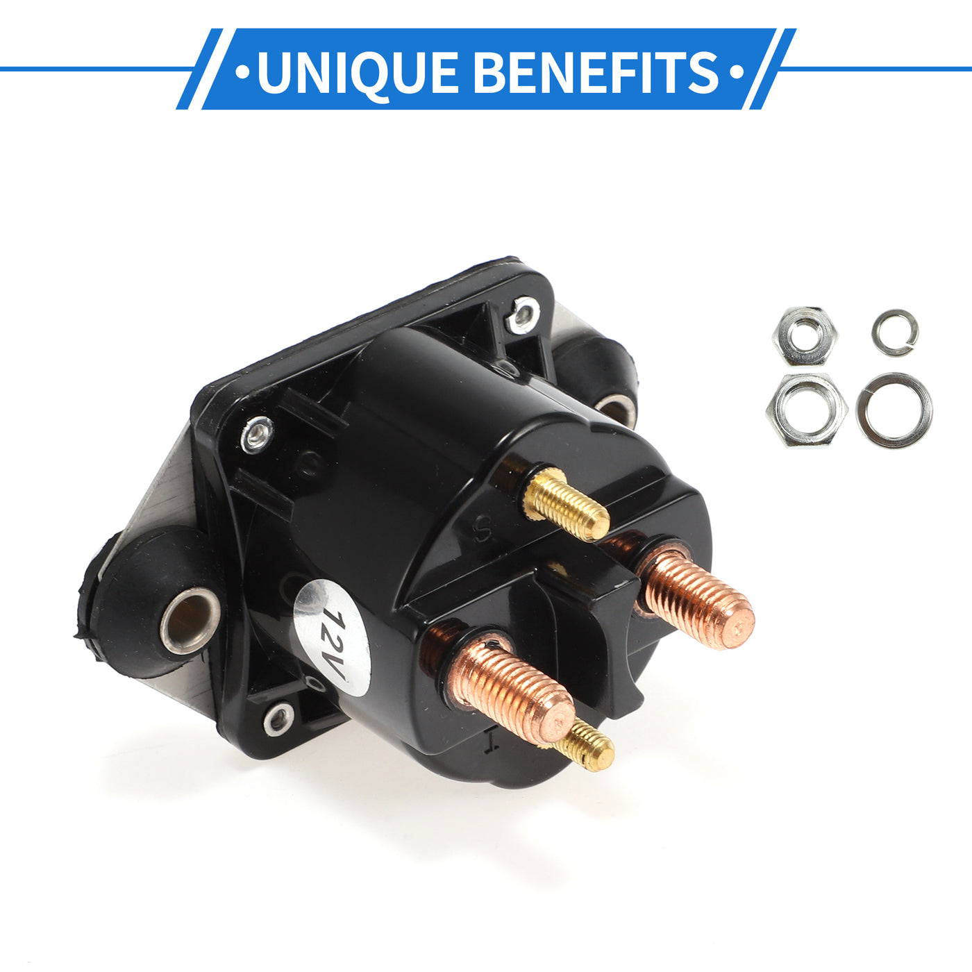 VekAuto Marine Outboard Starter Solenoid Relay Kit 12V 4 Terminal Relay for Force Marine 40 50 75 90 120, Durable Metal Black