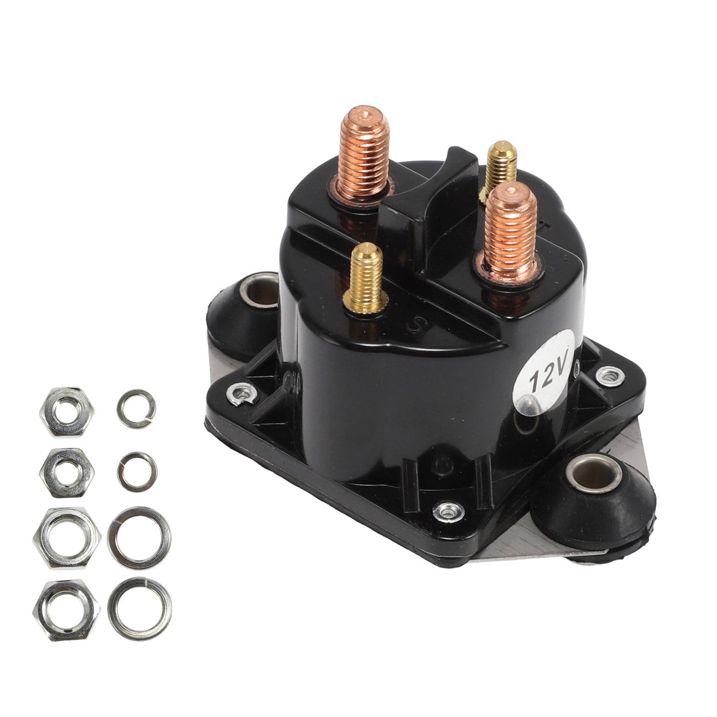 VekAuto Marine Outboard Starter Solenoid Relay Kit 12V 4 Terminal Relay for Force Marine 40 50 75 90 120, Durable Metal Black