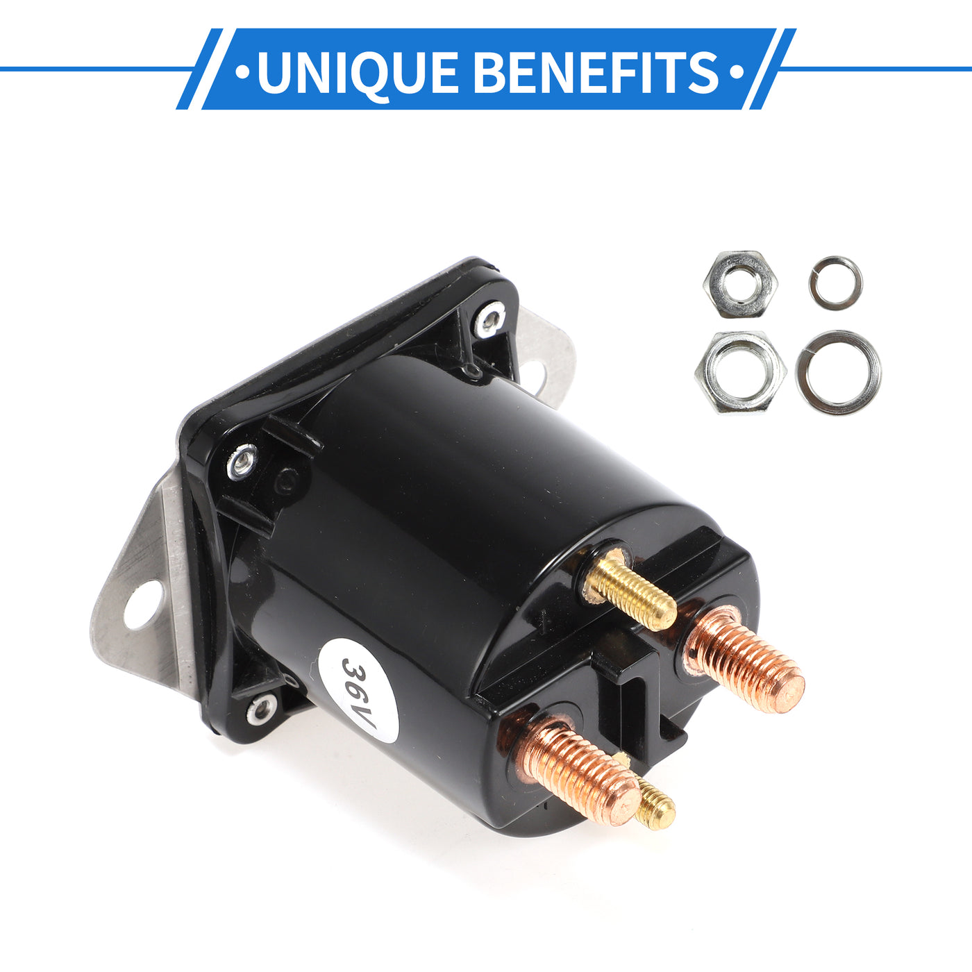 VekAuto Gas Golf Cart Starter Solenoid Relay Kit 12V 4 Terminal Relay for Club Car Carryall Series 92-97 for Club Car for DS Series, Durable Metal Black