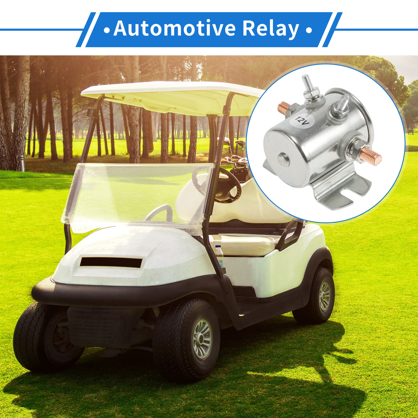 VekAuto Golf Cart Solenoid Relay Kit 12V 4 Terminal Relay for CAT, Durable Metal Silver Tone