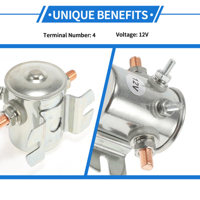 Harfington Golf Cart Solenoid Relay Kit 12V 4 Terminal Relay for CAT, Durable Metal Silver Tone