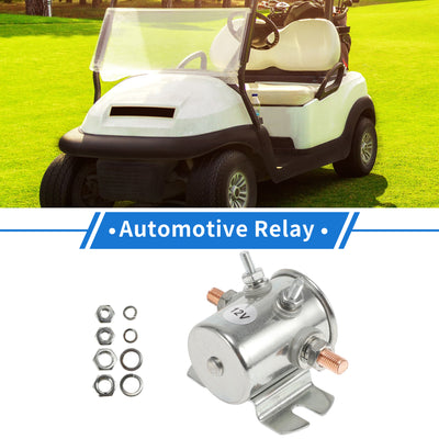 Harfington Golf Cart Solenoid Relay Kit 12V 4 Terminal Relay for CAT, Durable Metal Silver Tone