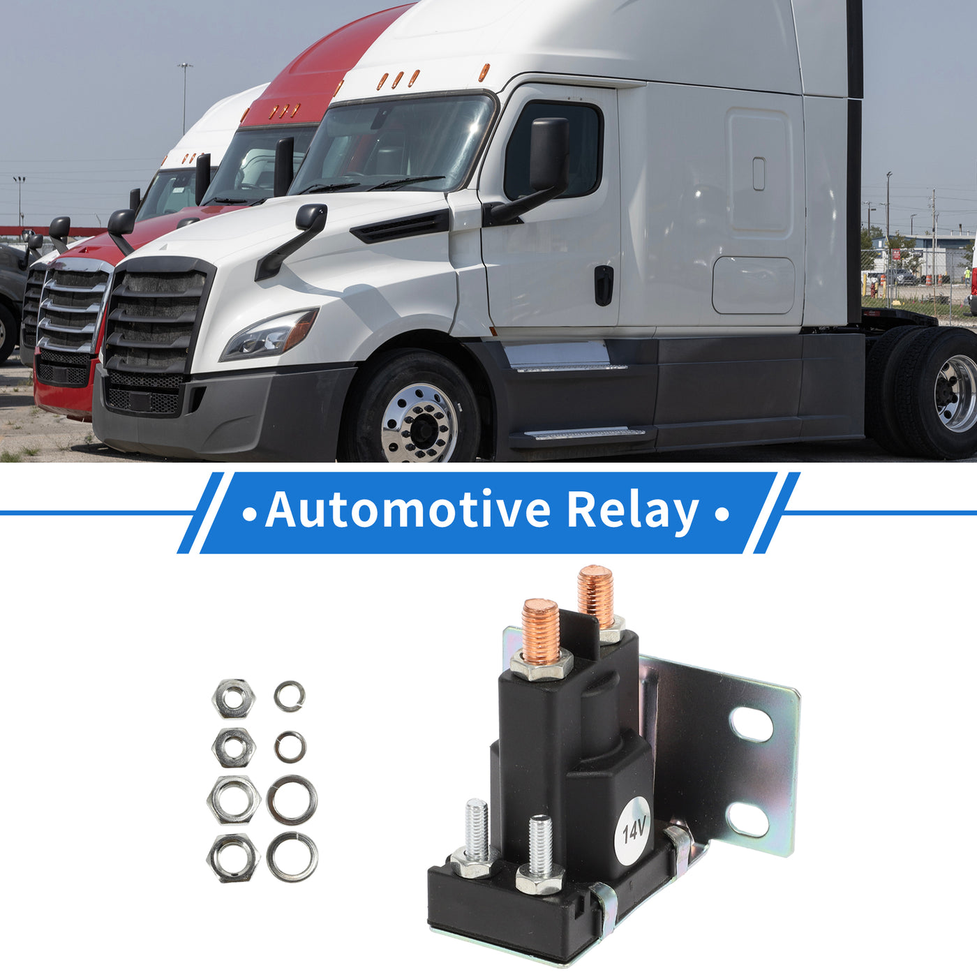 VekAuto Truck Solenoid Relay Kit 14V 4 Terminal Relay for Freightliner White Rodgers, Durable Plastic Metal Black