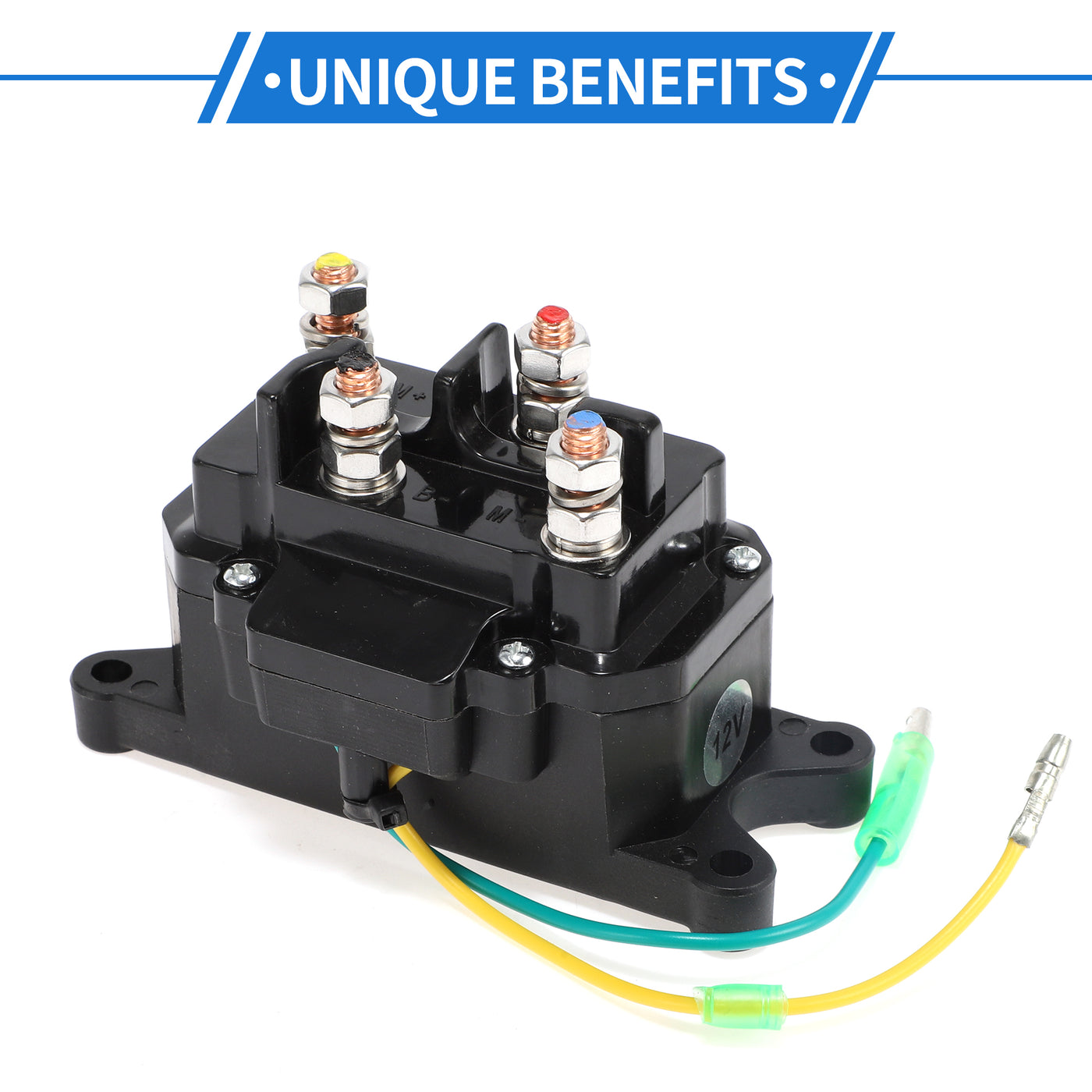 VekAuto Automotive ATV UTV Boat Car Winch Solenoid Relay Contactor 12V 250A 4 Terminal Relay for All 12V Solenoid Winches, Durable Plastic Metal Black