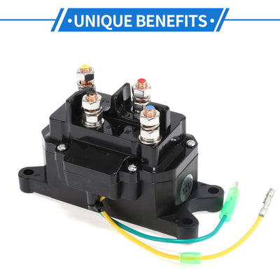 Harfington Automotive ATV UTV Boat Car Winch Solenoid Relay Contactor 12V 250A 4 Terminal Relay for All 12V Solenoid Winches, Durable Plastic Metal Black