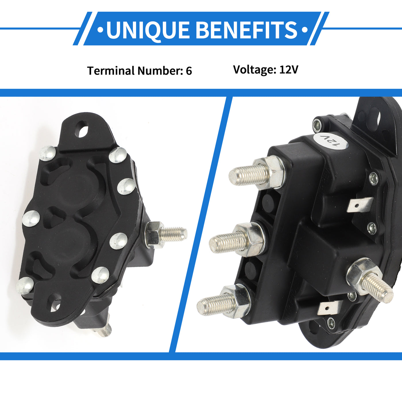 VekAuto Marine Winch Motor Reversing Solenoid Switch Intermittent Duty Kit 12V 6 Terminal Relay, Durable Plastic Metal Black