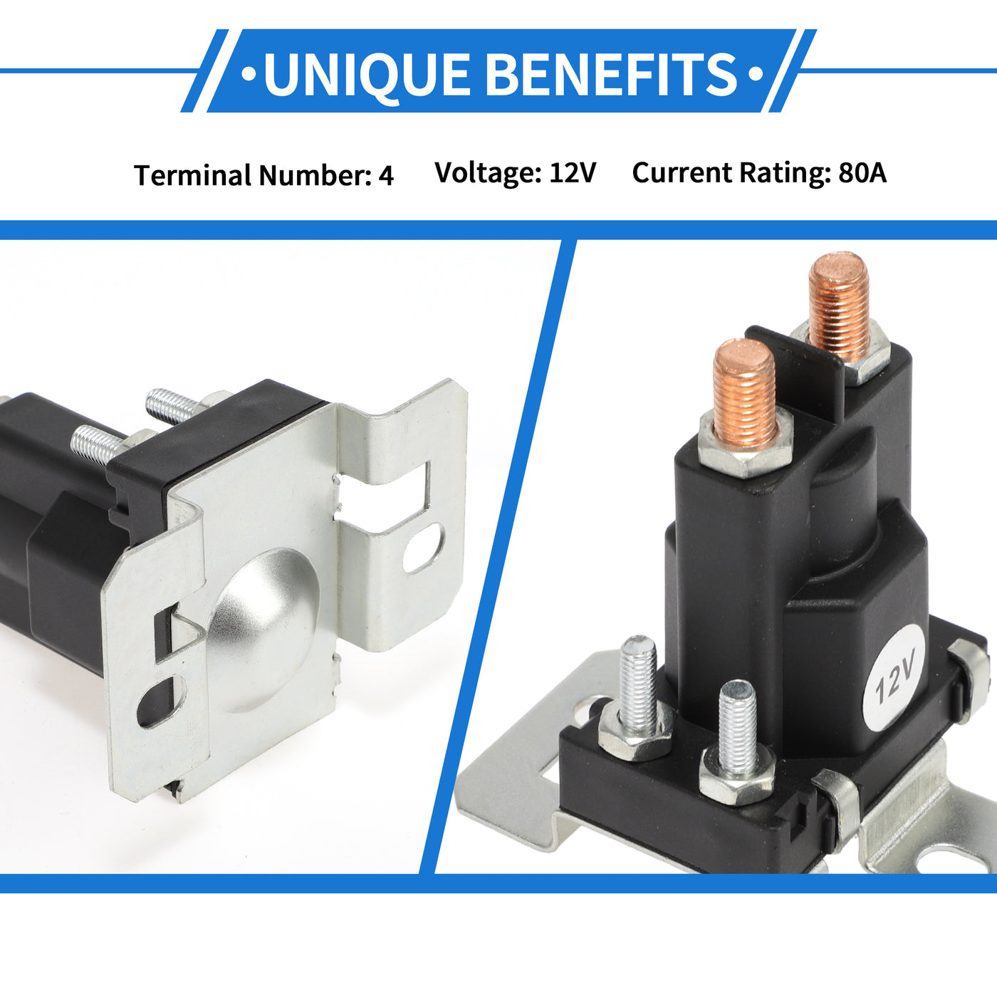 VekAuto Truck Continuous Duty Solenoid Current Battery Isolator Relay Kit 12V 80A 4 Terminal Relay for Freightliner White Rodgers, Durable Plastic Metal Black