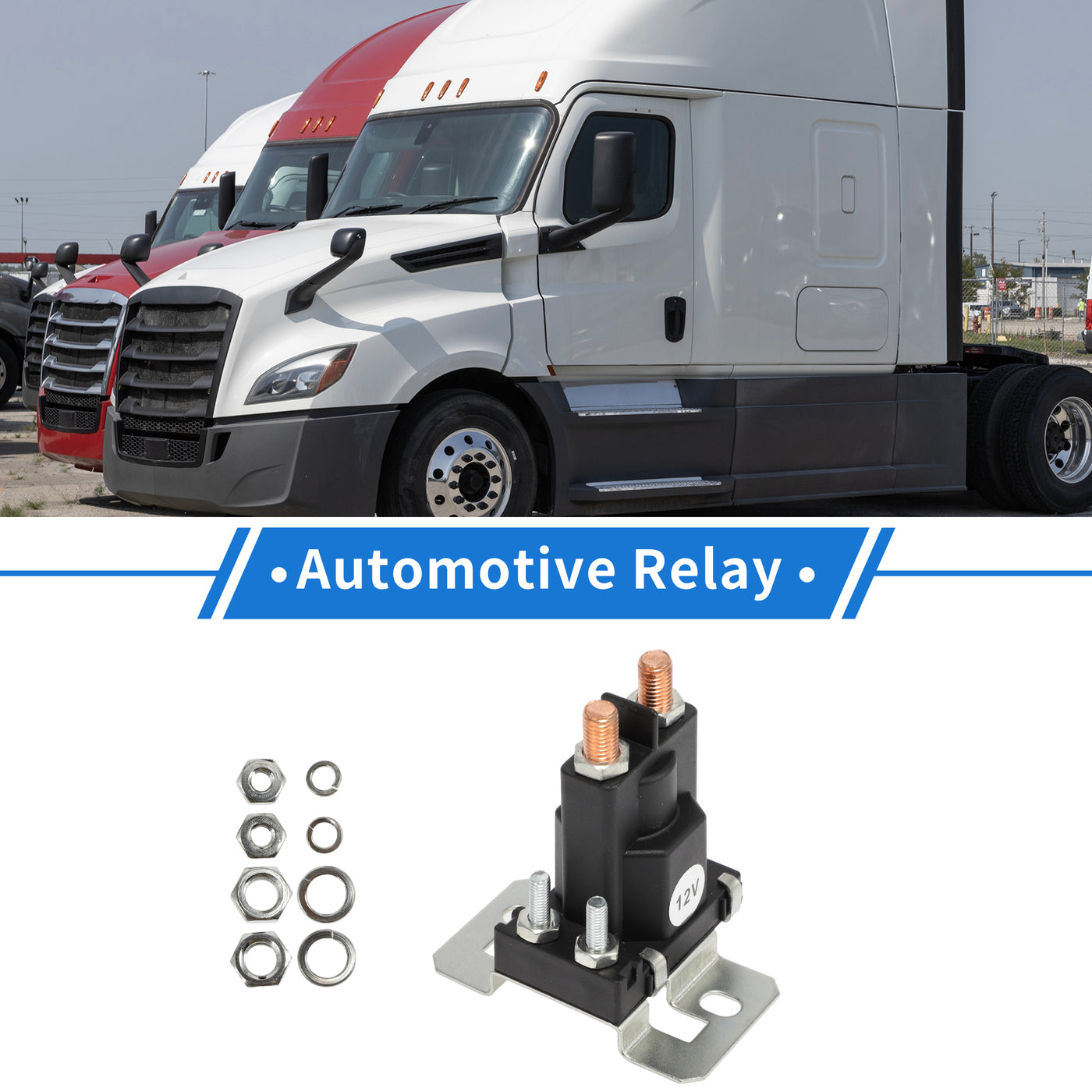 VekAuto Truck Continuous Duty Solenoid Current Battery Isolator Relay Kit 12V 80A 4 Terminal Relay for Freightliner White Rodgers, Durable Plastic Metal Black