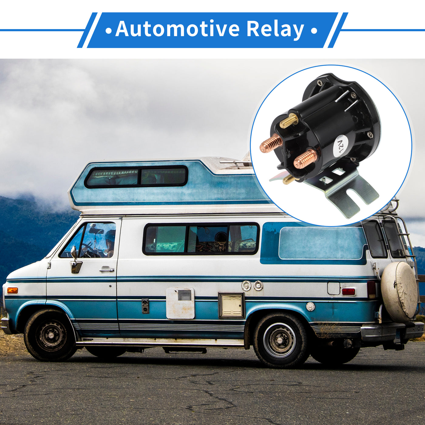 VekAuto RV Electric Vehicle Solenoid Relay Kit 12V 4 Terminal Relay, Durable Plastic Metal Black