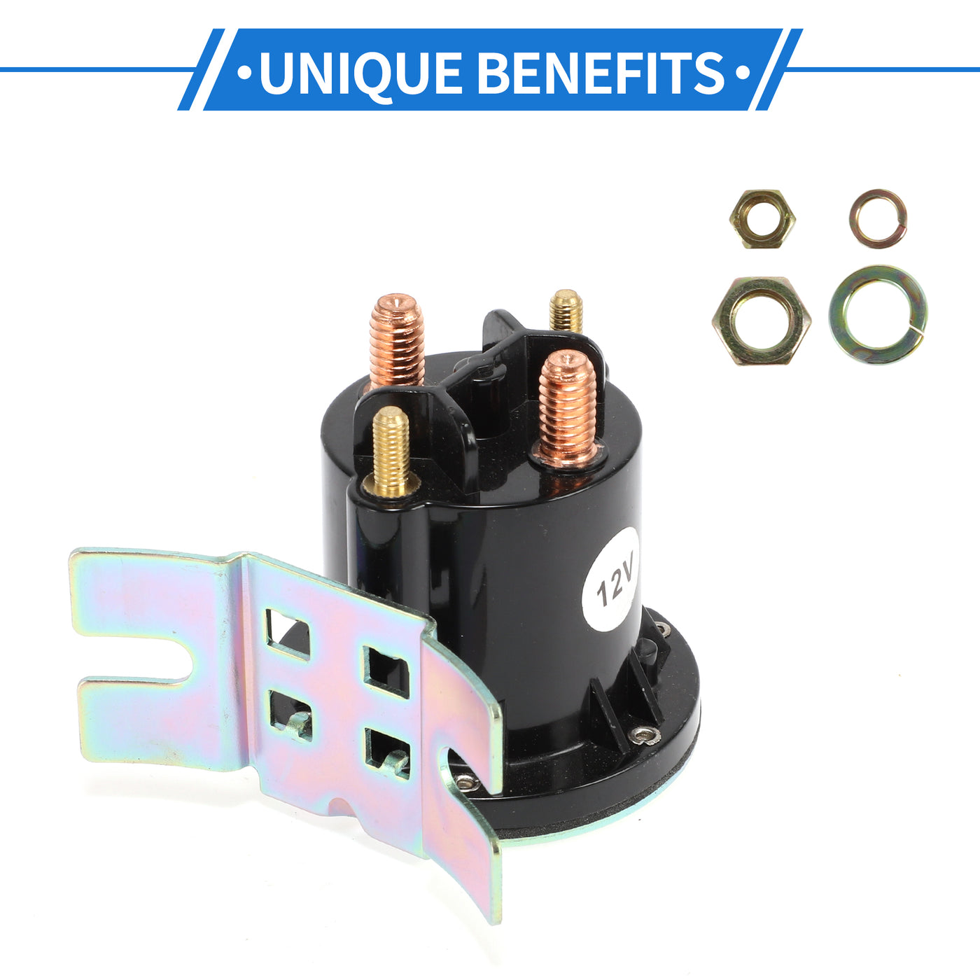 VekAuto RV Electric Vehicle Solenoid Relay Kit 12V 4 Terminal Relay, Durable Plastic Metal Black